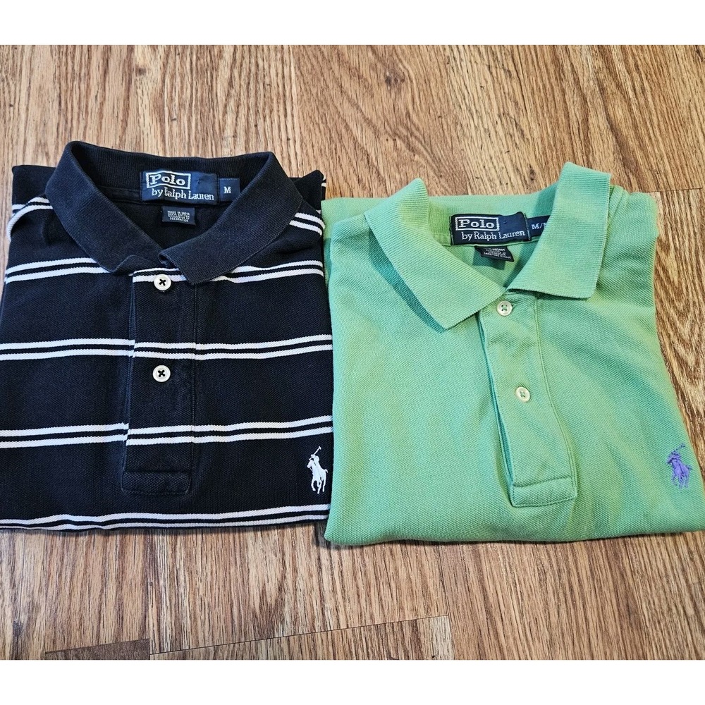2 Pack Polo Ralph Lauren Classic Fit Green + Navy Short Sleeve Mens Size Medium